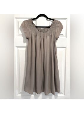 Aritzia TALULA Horatio Dress Off the Shoulder in Taupe Dark Tan Brown Size XS
